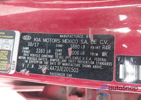 2018 Kia Forte S z USA, uszkodzony, nr VIN 3KPFL4A73JE201503